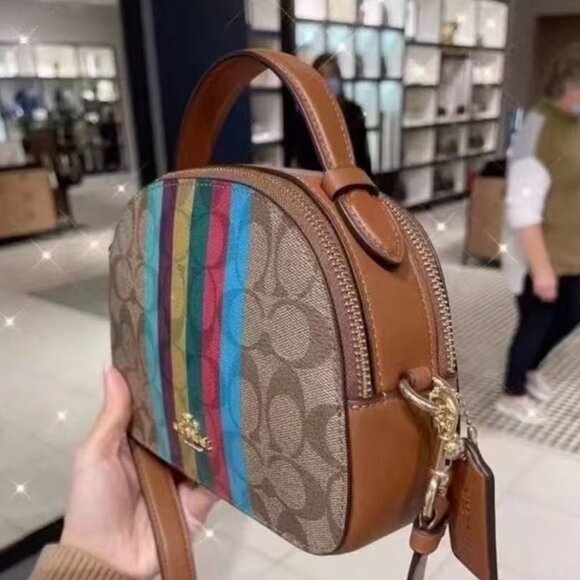 COACH Serena Satchel Crossbody Bag In Signature Canvas With Stripe C5642 - Picture 12 of 12